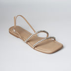 Diamond Strappy Flat - Nude