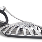 Webbed Silver Slingback Heels