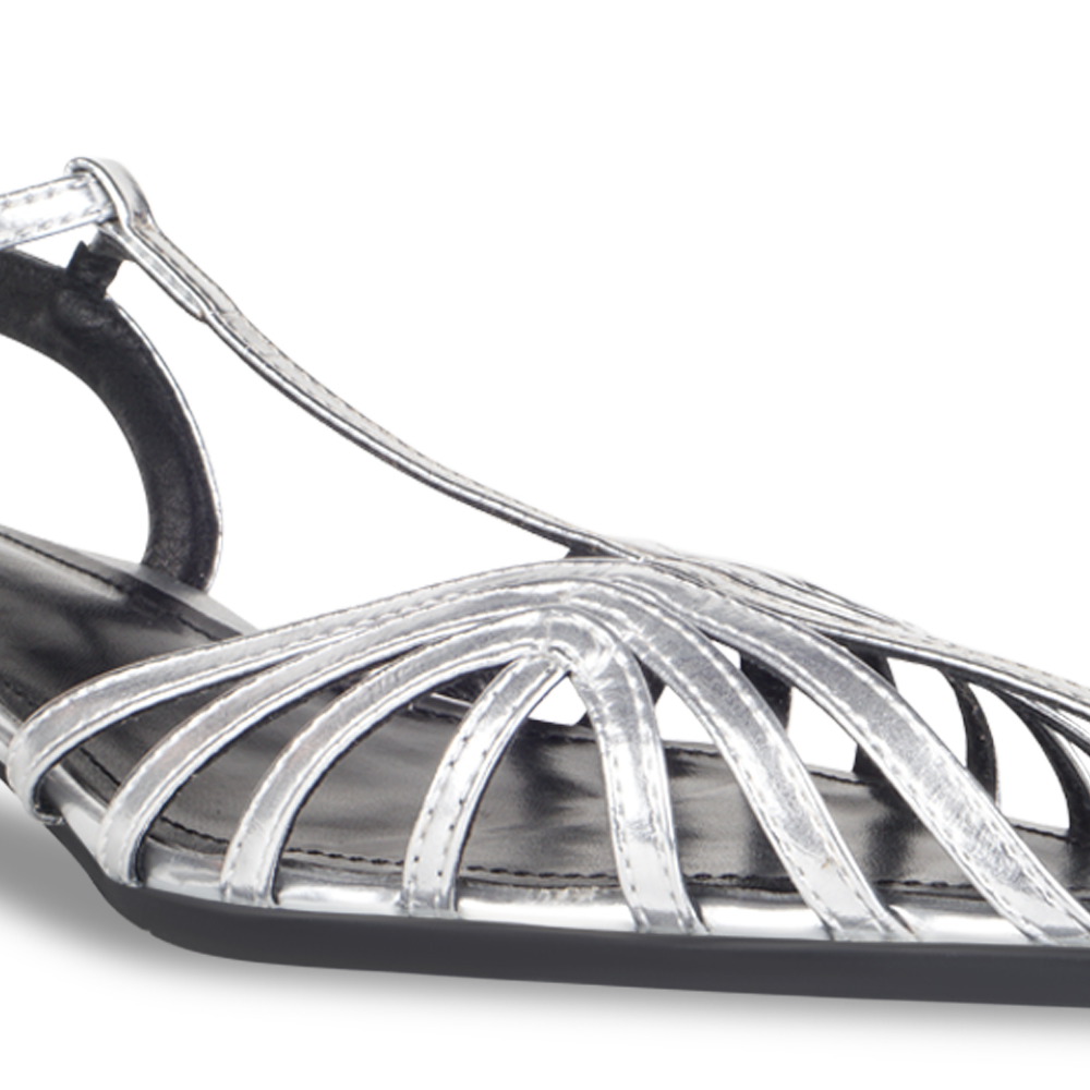 Webbed Silver Slingback Heels
