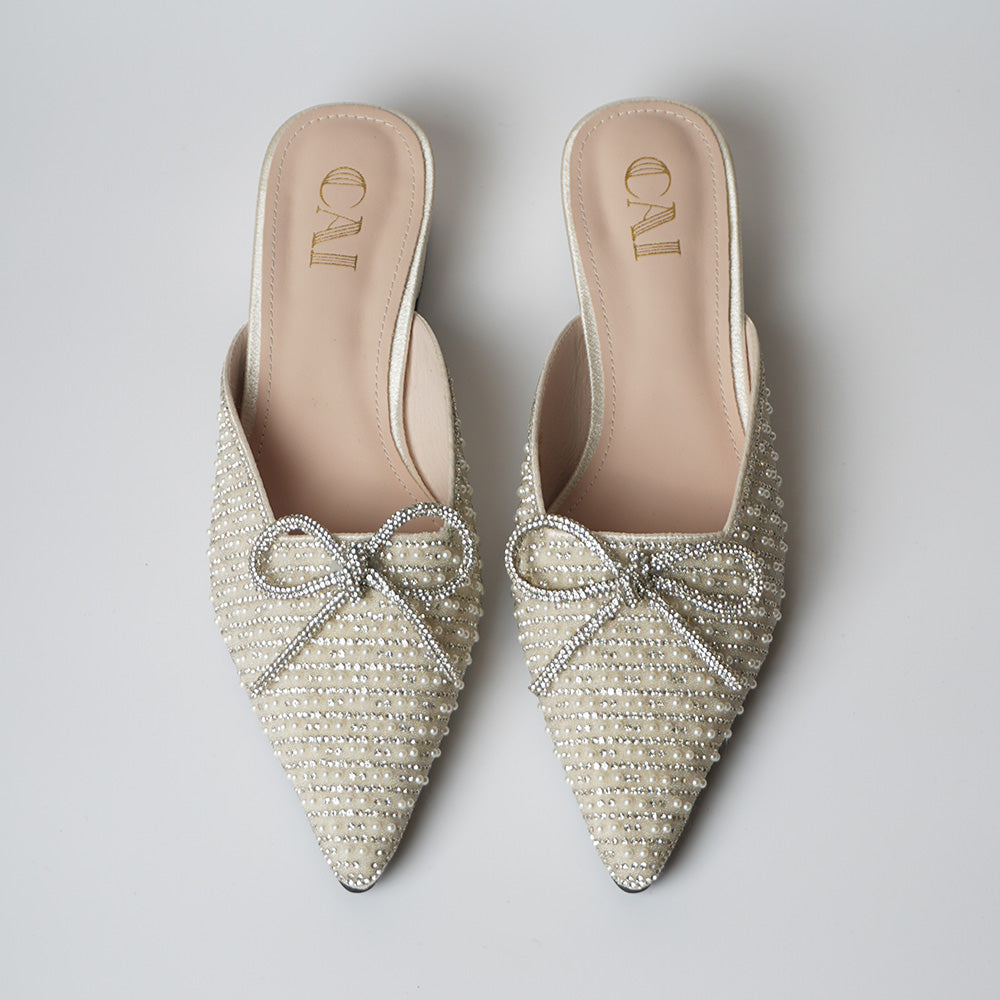 Pearly White Mule Heels