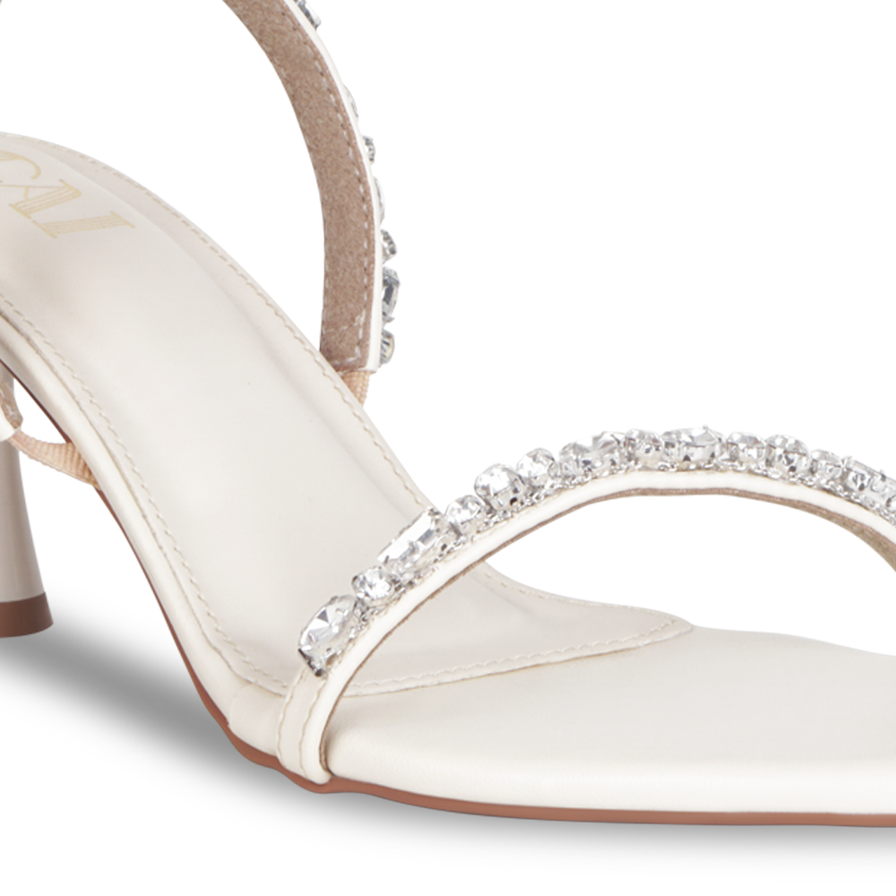 The Essence Cream Embellished Heels