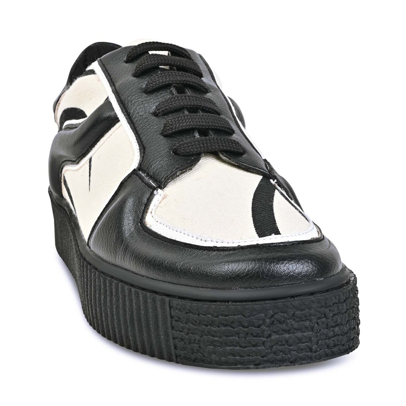 Striped Platform Sneakers - Black