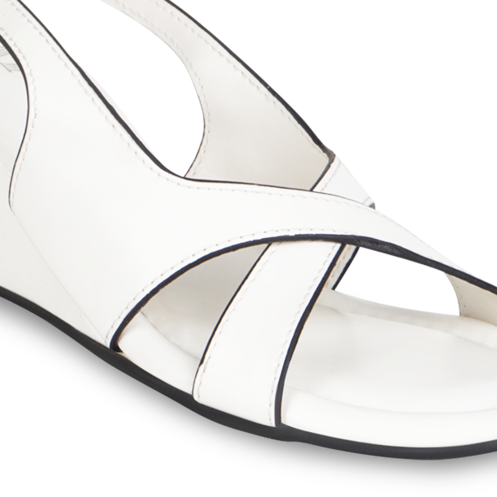 Criss Cross White Sandal Wedge