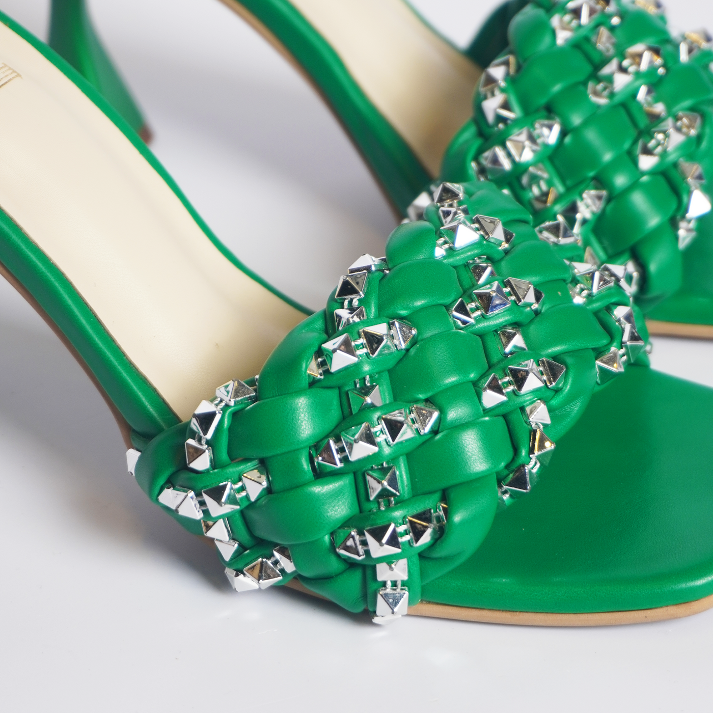 Green Braided Stud heels