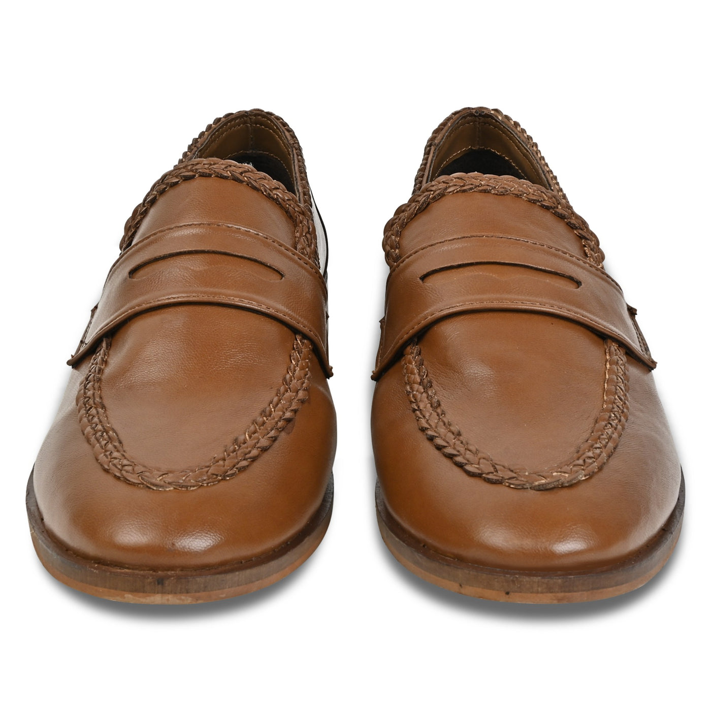 Braided Patina Loafer- Tan