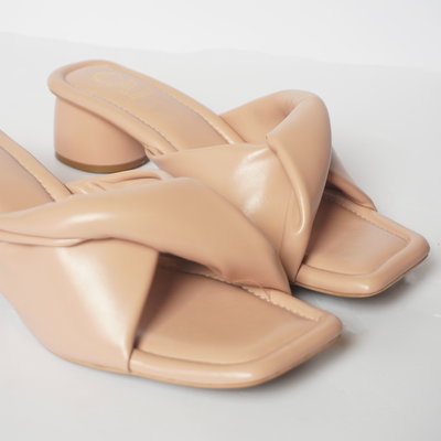 Peach Enveloped Bow Heels