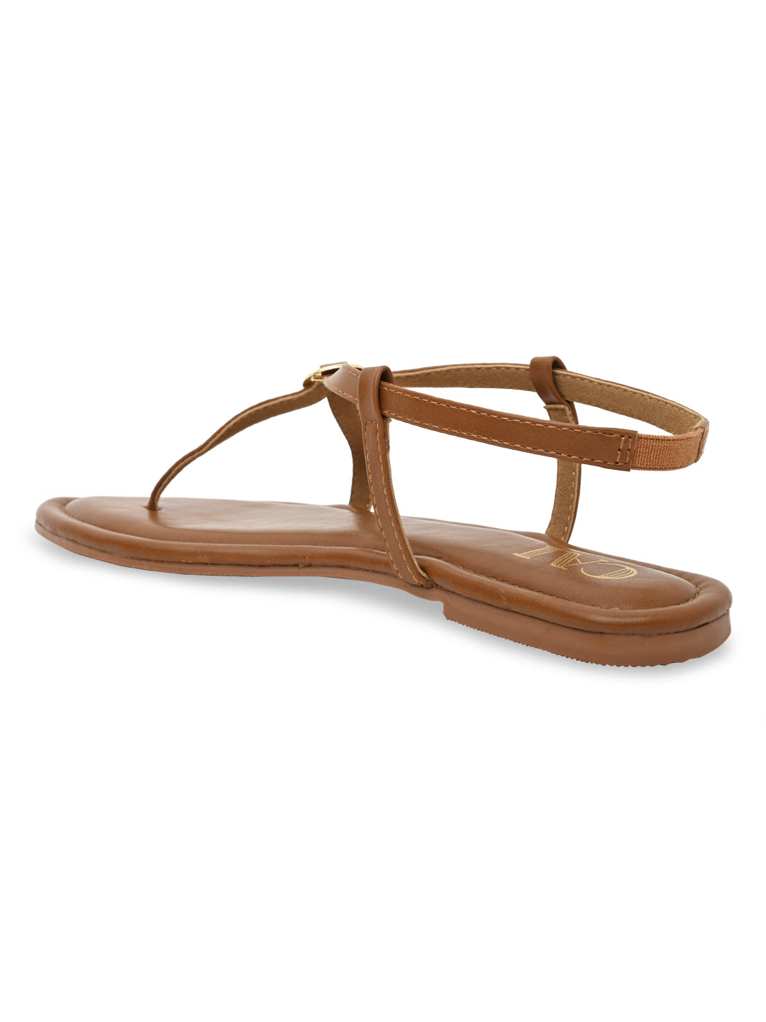 Buckled Tan Strap Flats