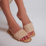 Beige Thread Sequin Flat