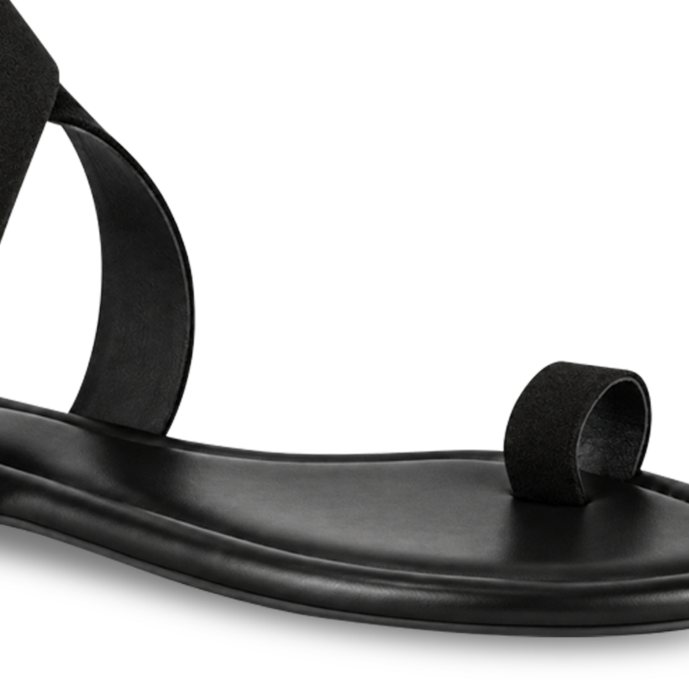 Black Toe Loop Sandals