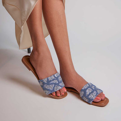 Blue Thread Sequin Flat