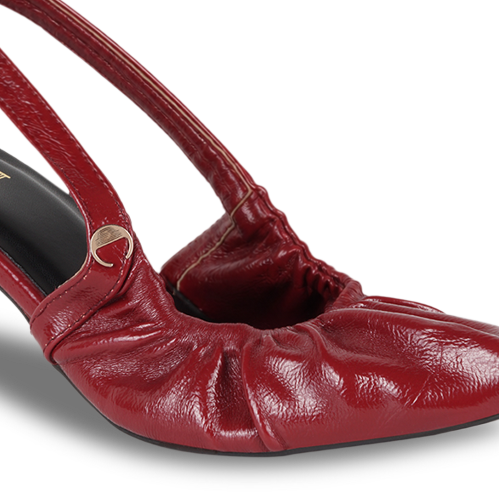 Ruche Red Sling Heel