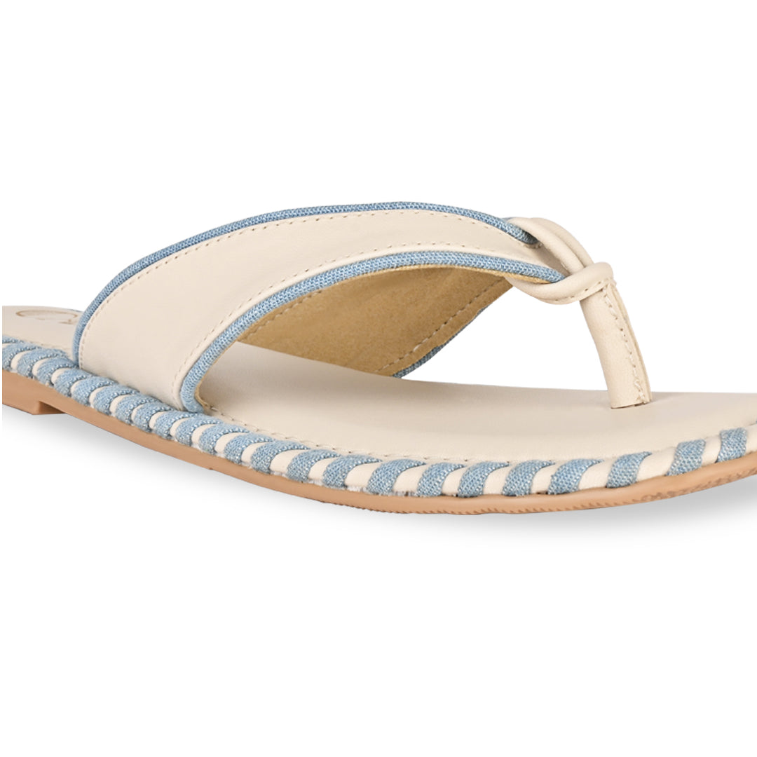 Intertwined Denim Blue Thong Flats