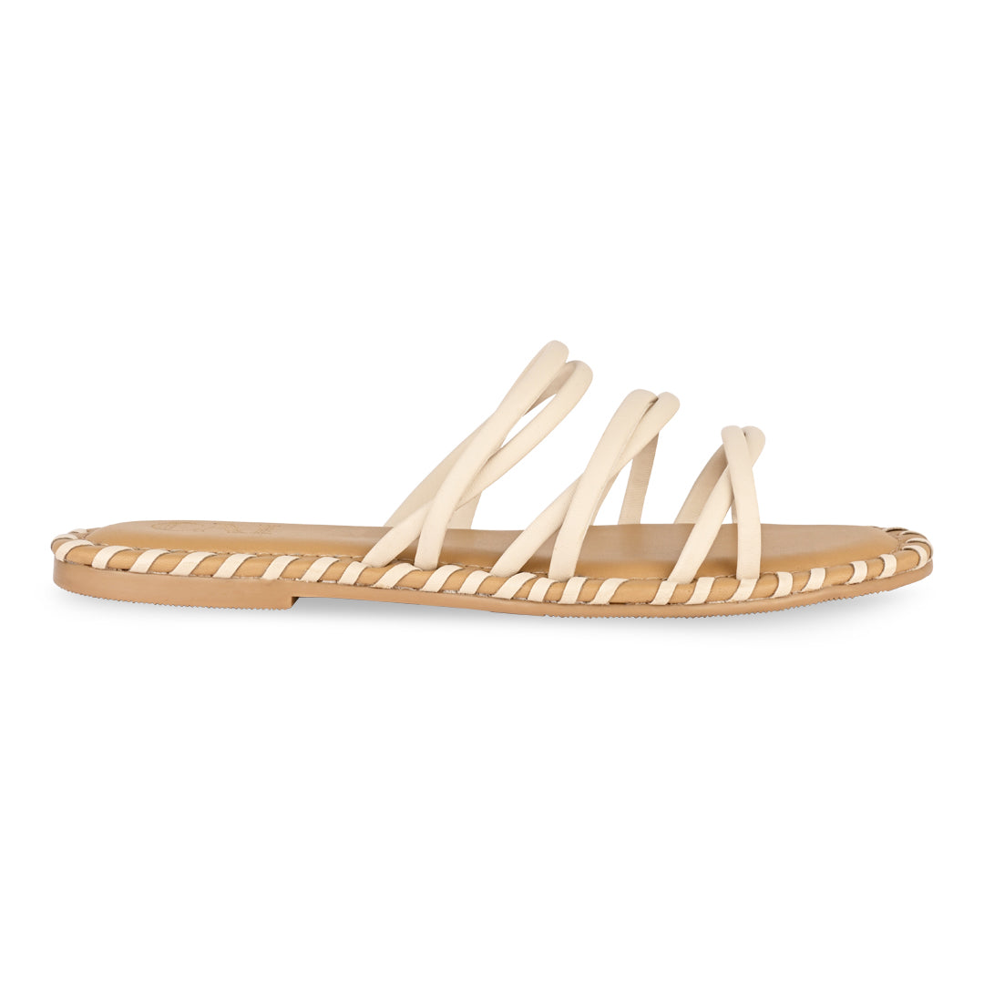 Multistrapped Cream and Tan Flats
