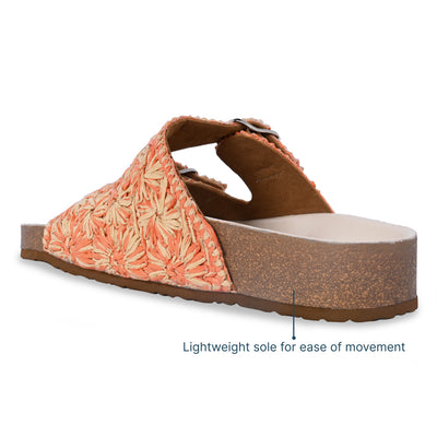 Floral Orange Raffia Slider