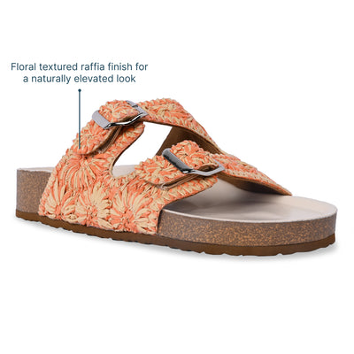 Floral Orange Raffia Slider
