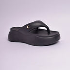 Jet Black Thong Slides