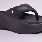 Jet Black Thong Slides