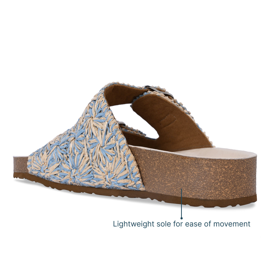 Floral Beige Raffia Slider