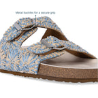 Floral Beige Raffia Slider
