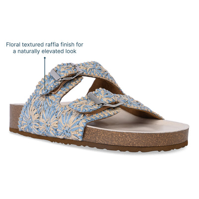 Floral Beige Raffia Slider
