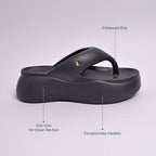 Jet Black Thong Slides