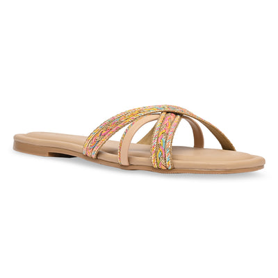 Multi-Coloured Jute Crossstrap Flats