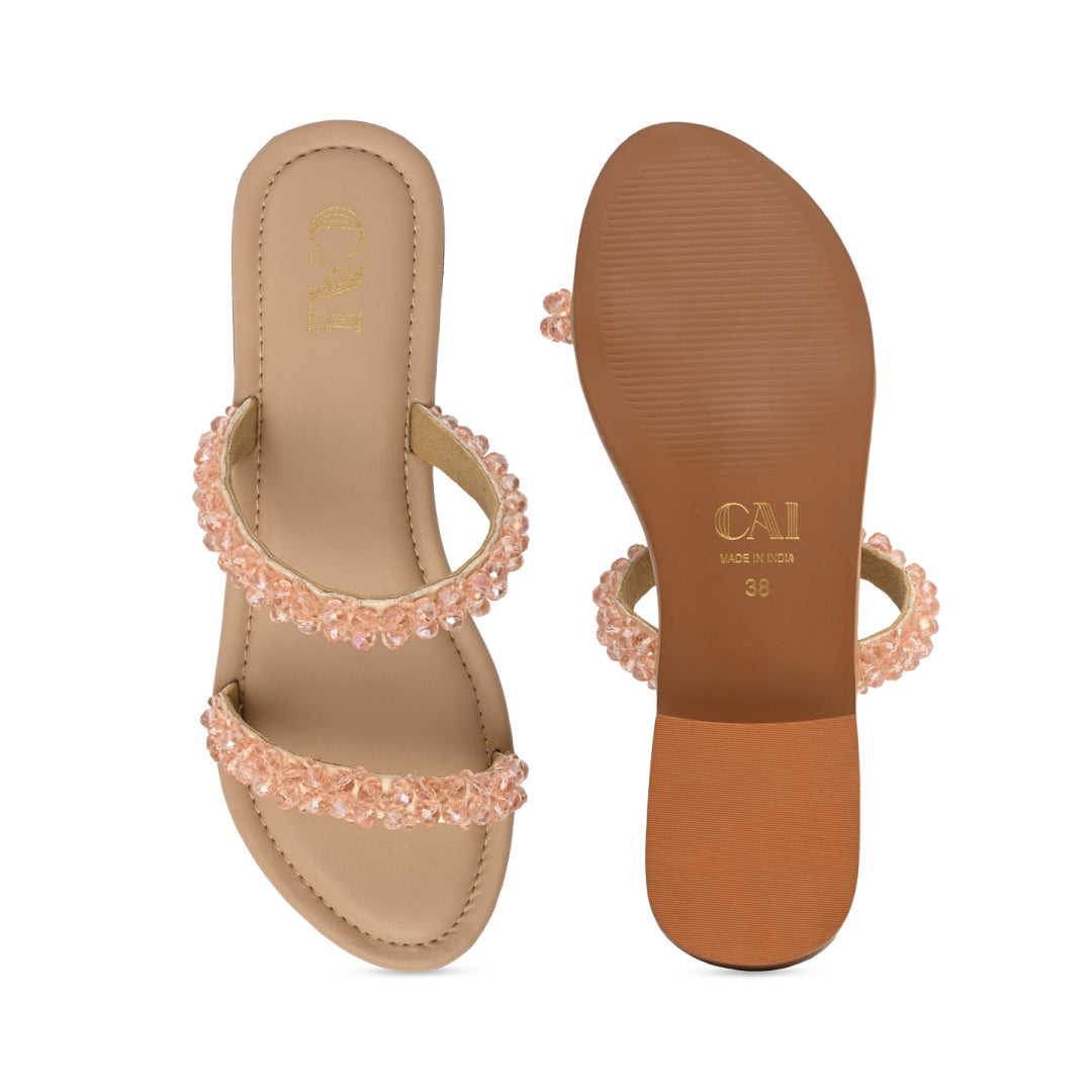 Peach Crystal Flats