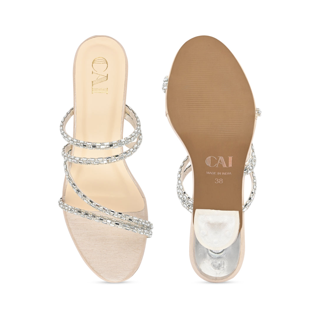 Silver Embellished Strap Heels – The CAI Store