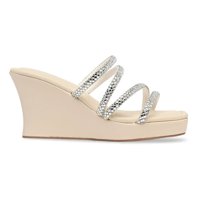 Silver Embellished Strappy Wedges