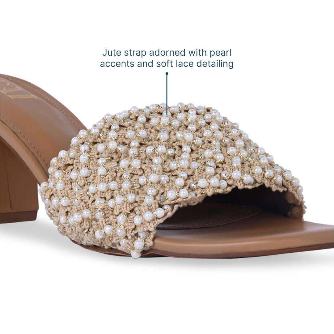 Pearly Jute Lace Heel