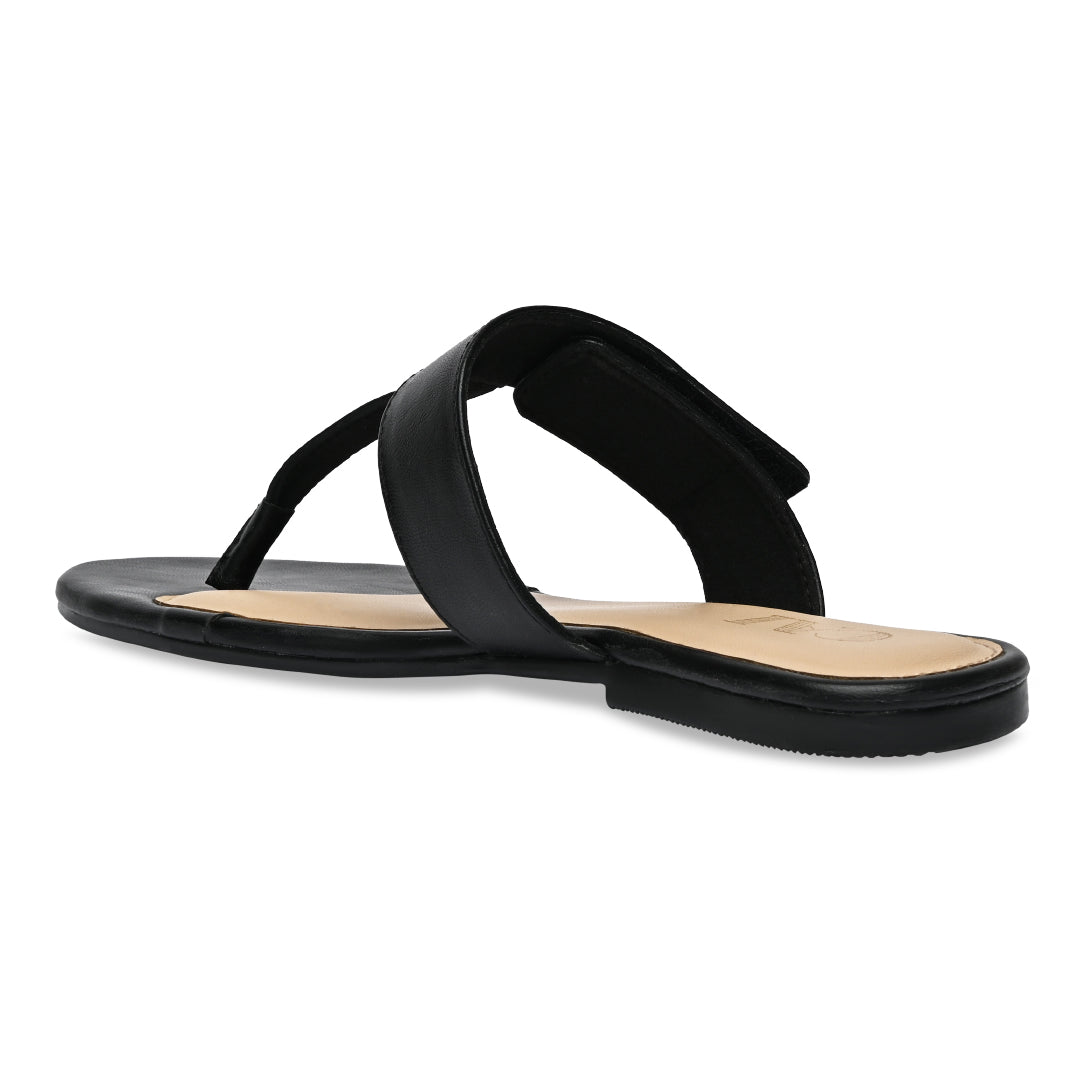 Black T-Strap Flats