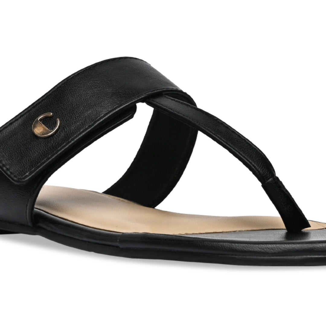 Black T-Strap Flats