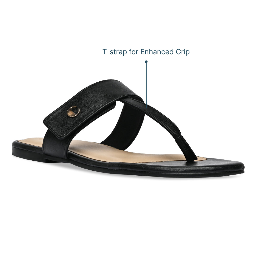 Black T-Strap Flats