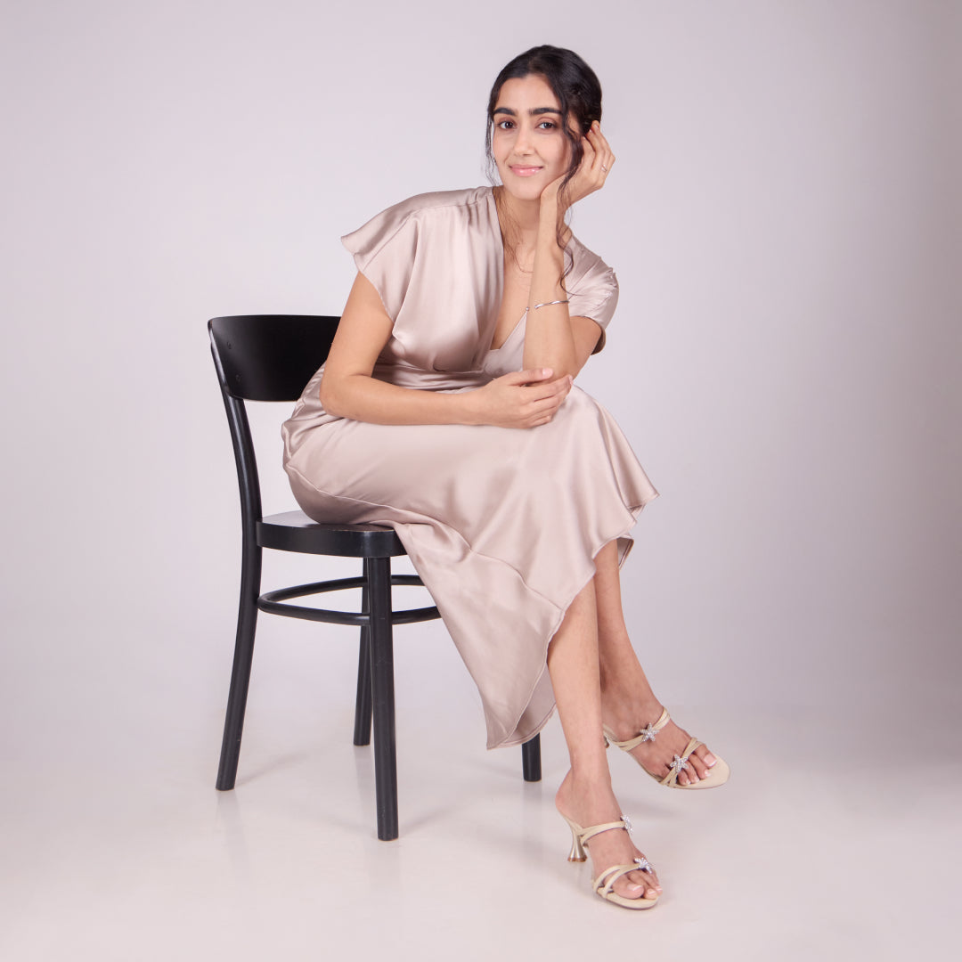 Starry Gold Satin Heels