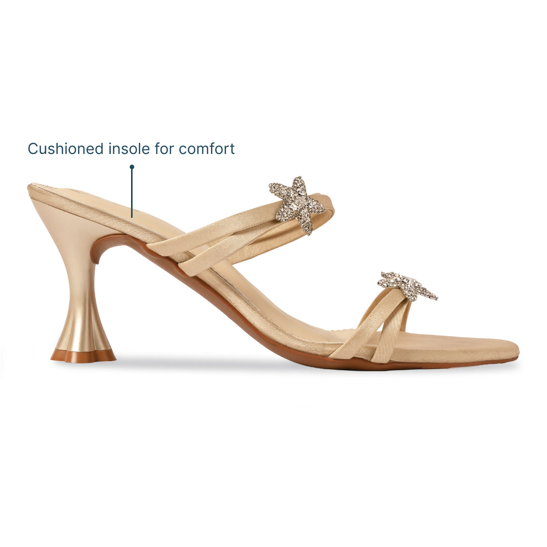 Starry Gold Satin Heels