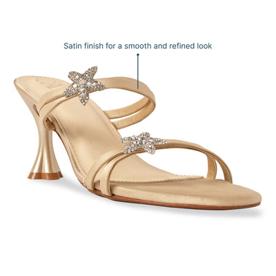 Starry Gold Satin Heels