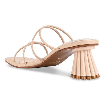 Multi Strap Nude Block Heel