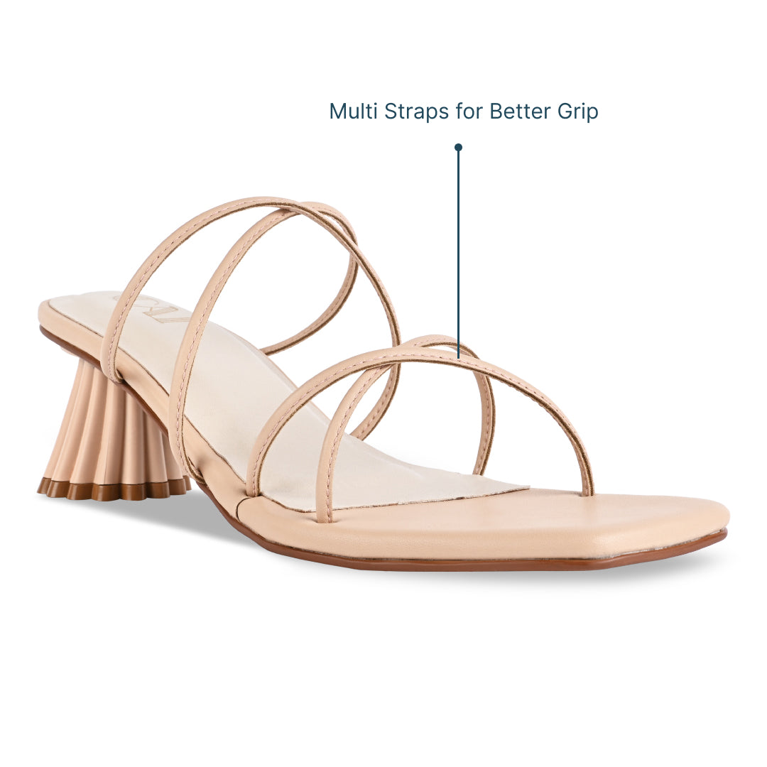 Multi Strap Nude Block Heel