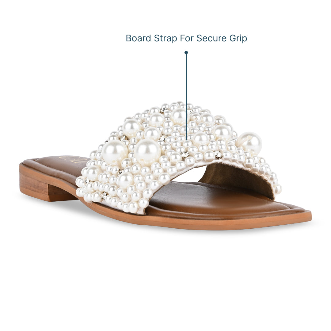 Cluster of Pearls Strap Flats