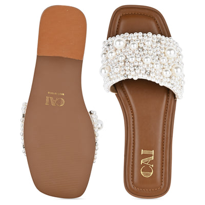 Cluster of Pearls Strap Flats