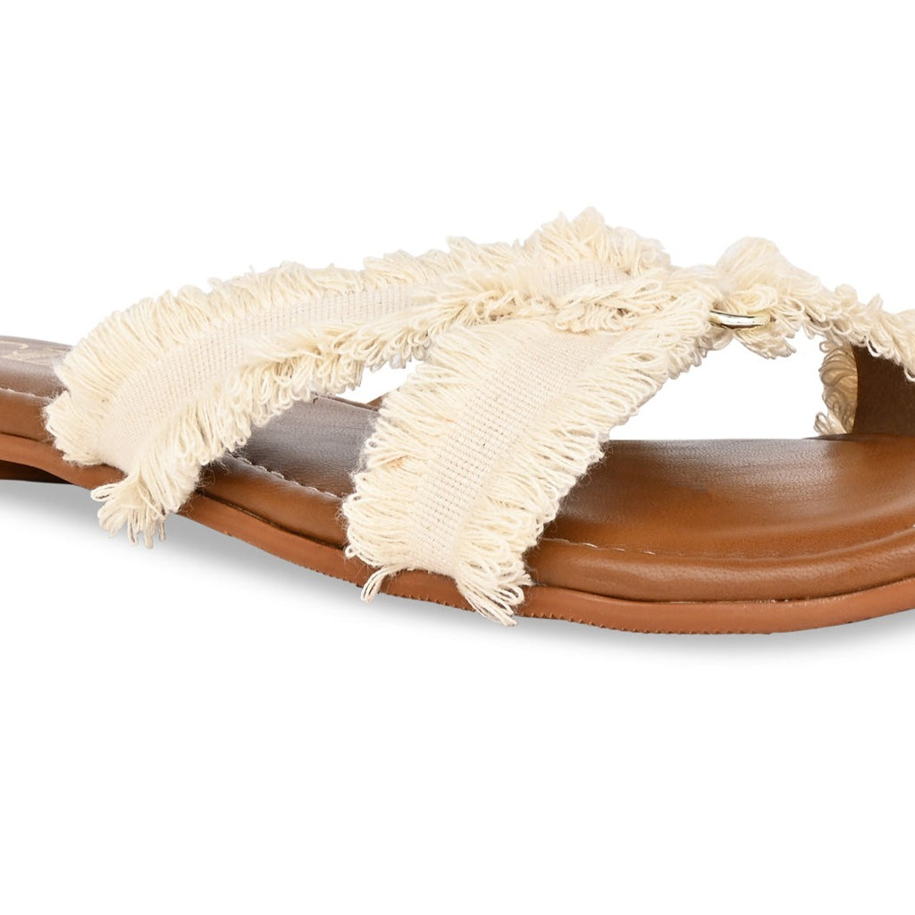 Cream Lacy Flats