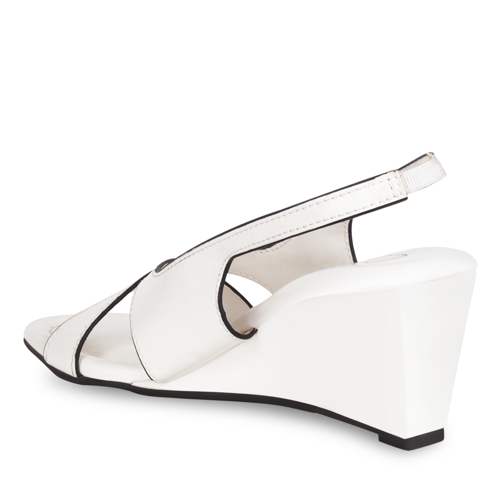 Criss Cross White Sandal Wedge
