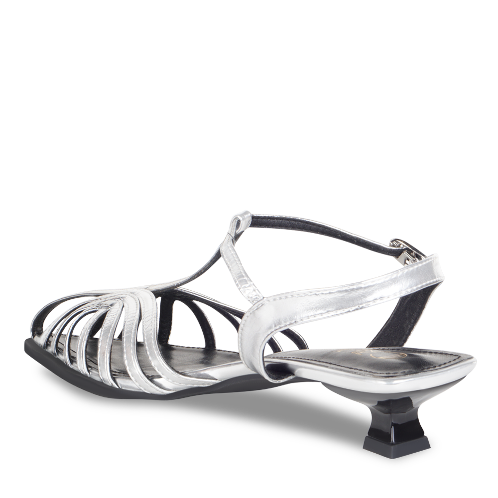 Webbed Silver Slingback Heels