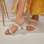 Iconic Dual Pearl Heels - Cream