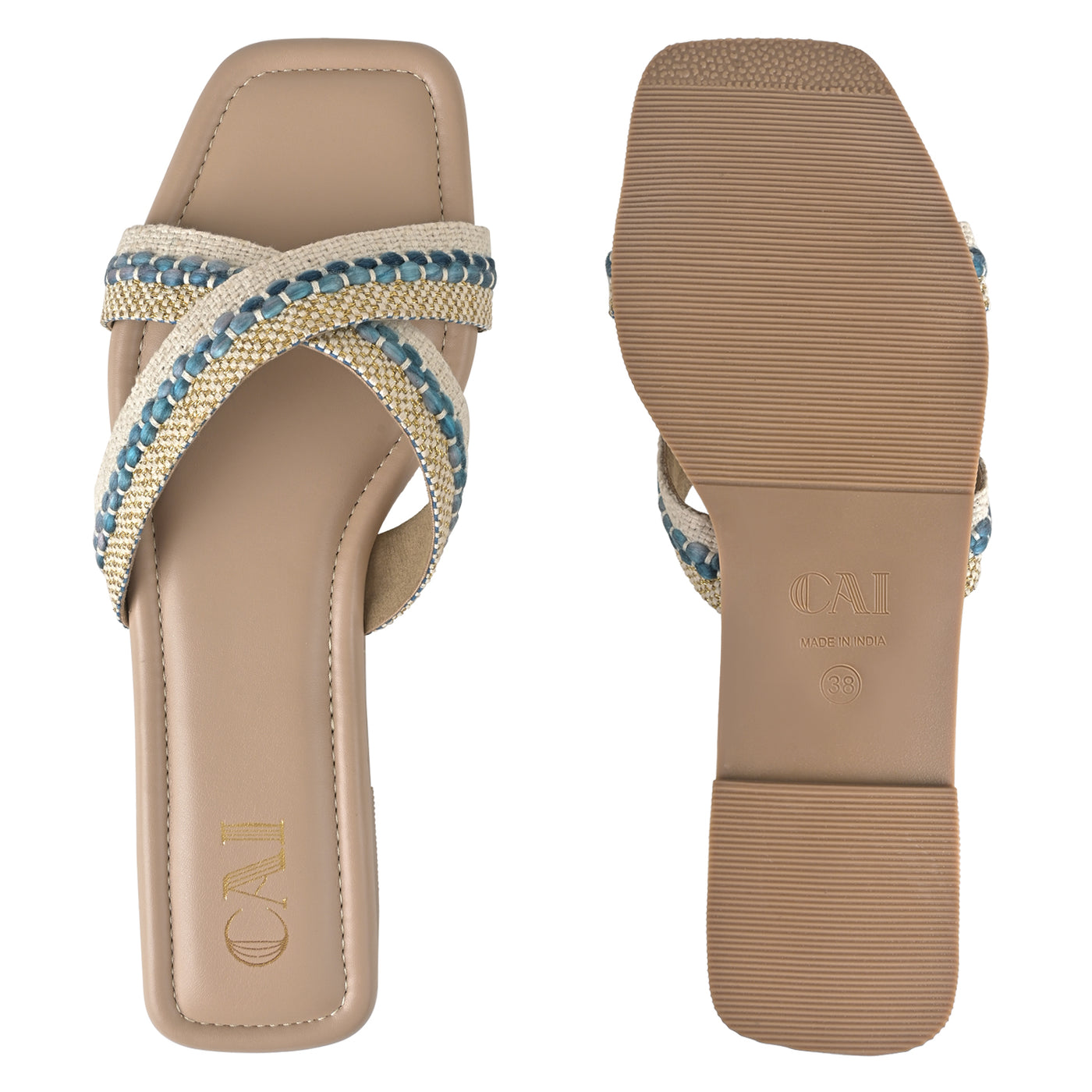 Blue Crisscross Lace Flats