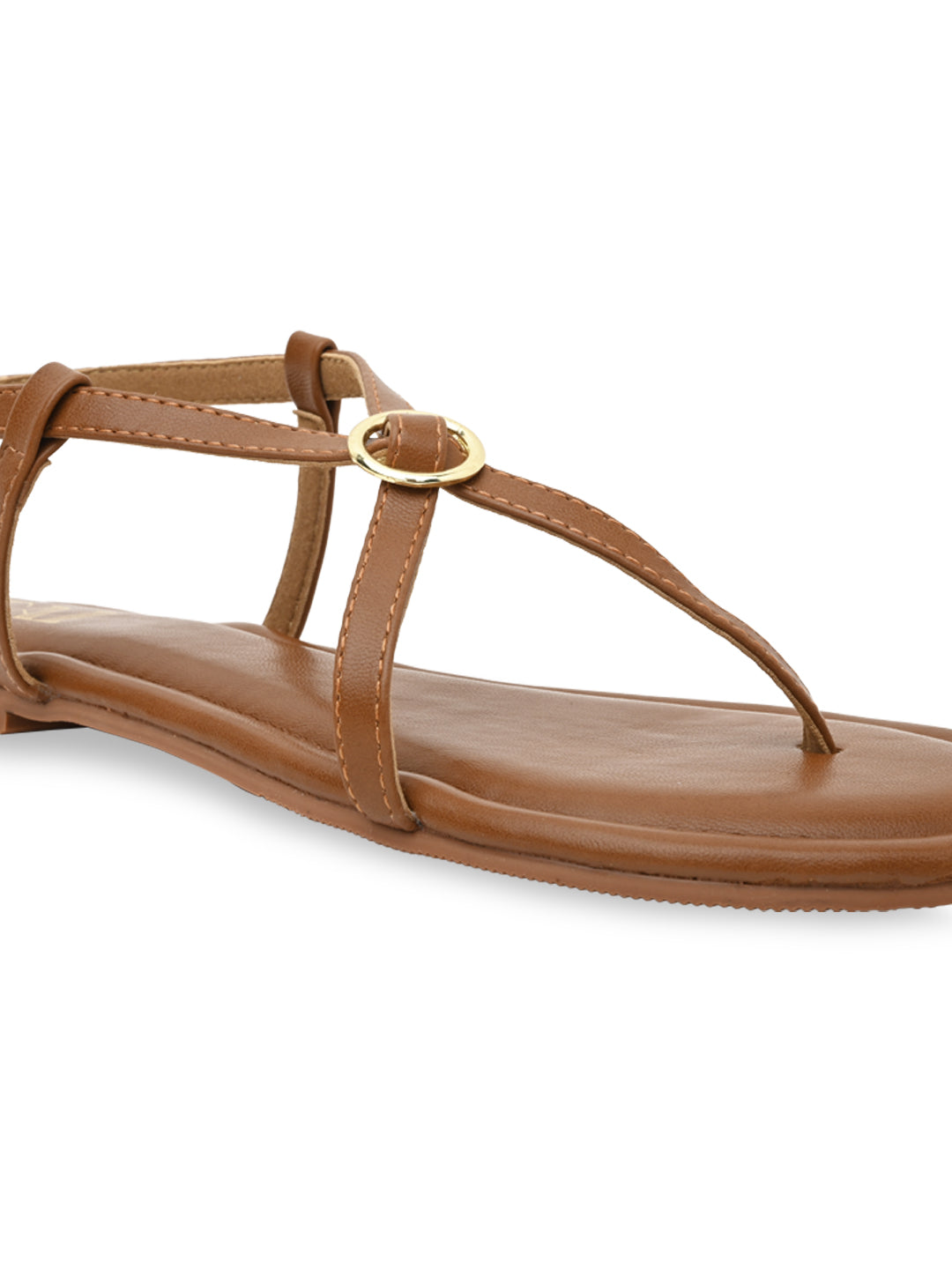 Buckled Tan Strap Flats