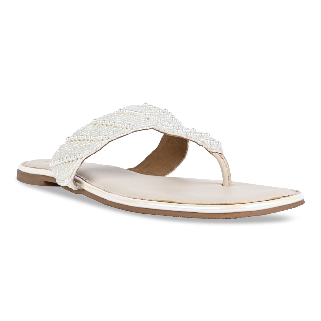 Pearly T-Strap Flats