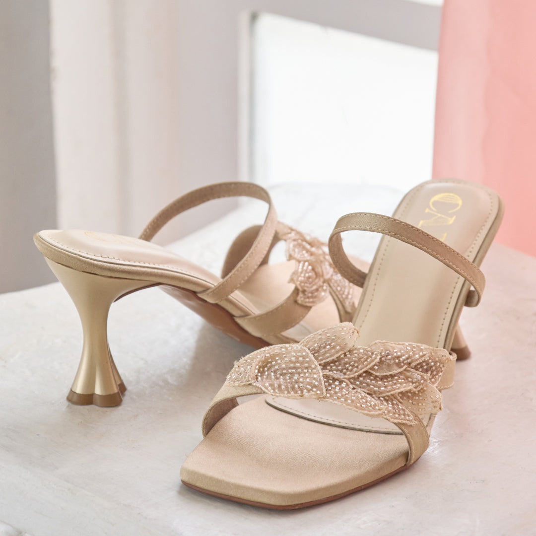 Pastel Rosegold Petal Heels