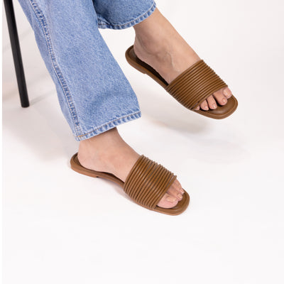 Multi Strapped Tan Flats