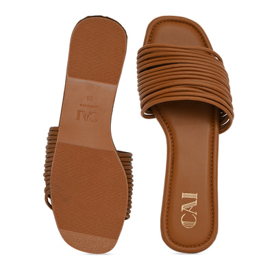 Multi Strapped Tan Flats